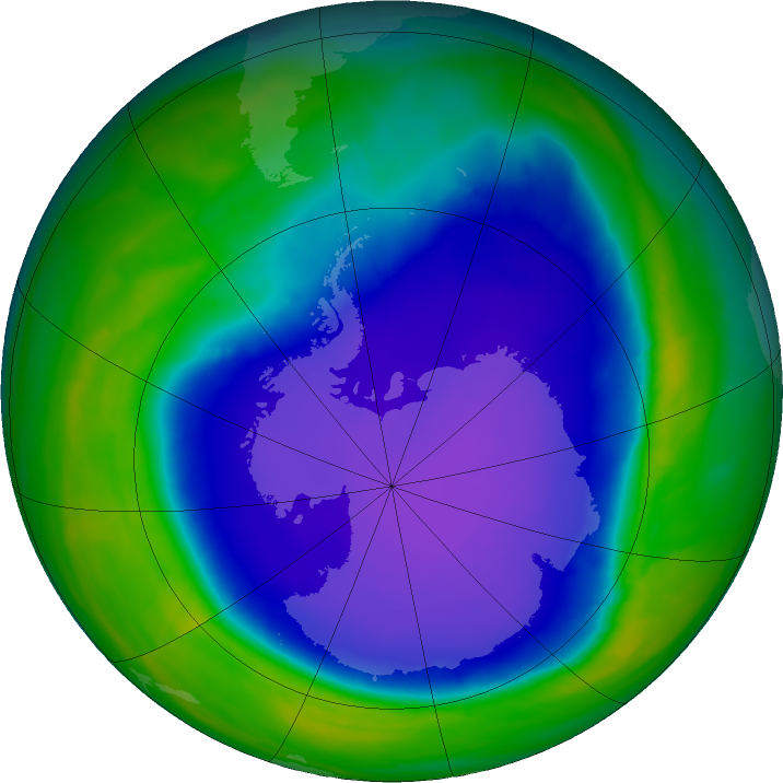 Antarctic ozone map for 25 October 2015